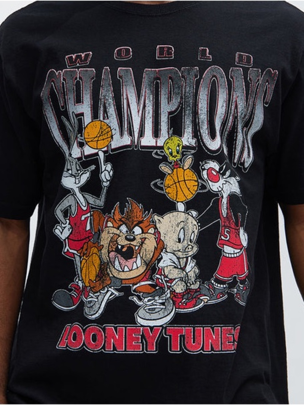 🆕 WB Looney Tunes Basketball World Champions T-Shirt NEW Space Jam Size 1X